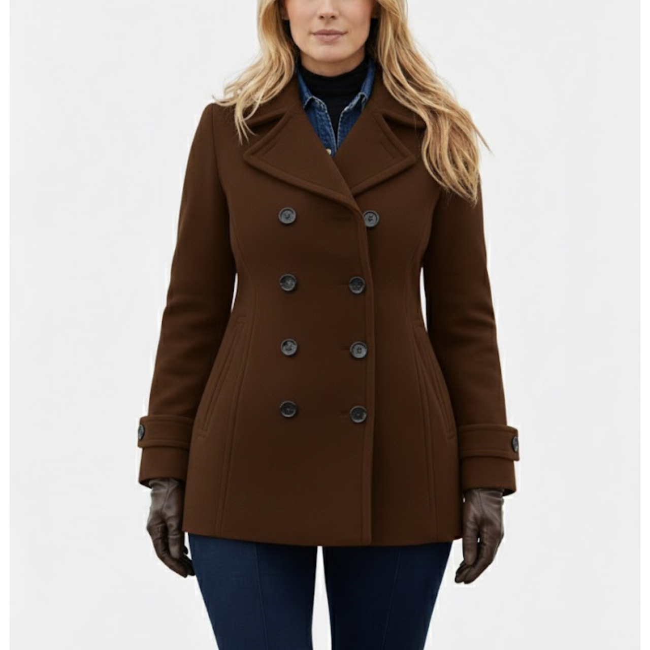 Women's Double Breasted Wool Lapel Style Peacoats