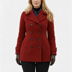 Women's Double Breasted Wool Lapel Style Peacoats