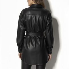 Black Stylish Real Leatehr Modern Style Coat For Women