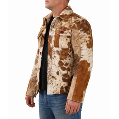 Men’s Cowhide Hair-On Leather Pony Skin Jacket - Western Style Coat