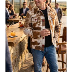 Men’s Cowhide Hair-On Leather Pony Skin Jacket - Western Style Coat