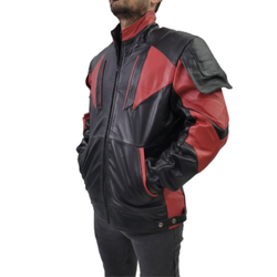Men's Red And Black Real Leather Biker Jacket