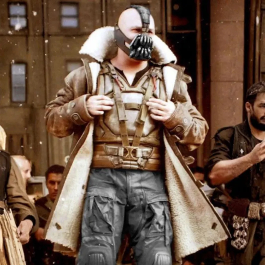 Dark Knight Rises Brown Shearling Leather Bane Coat