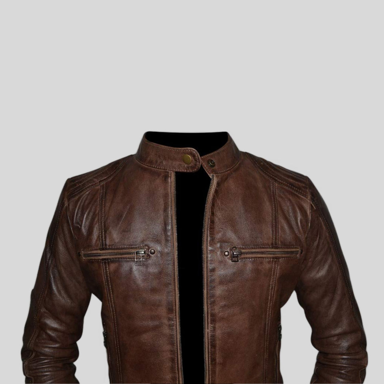 Women Vintage Brown Racer Leather Jacket