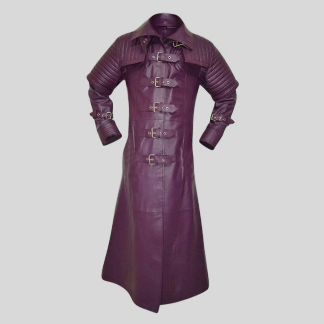 Hugh Jackman Van Helsing Purple Leather Long Trench Coat