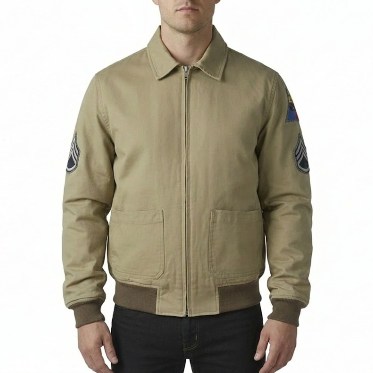 Men's WW2 Fury Tanker Jacket Vintage Military Patch Outwear