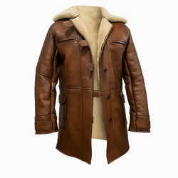Dark Knight Rises Brown Shearling Leather Bane Coat