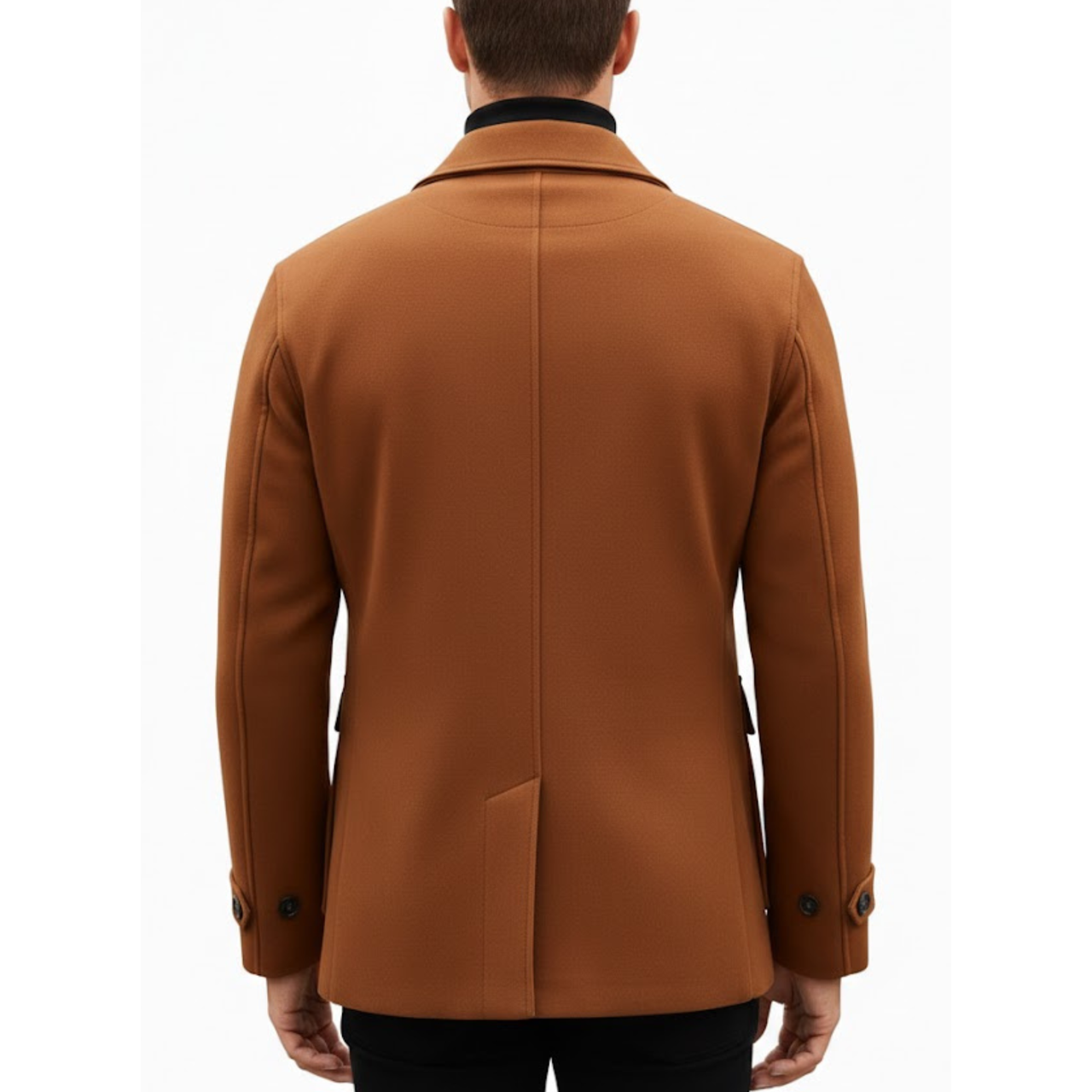 Men's Brown Wool Lapel Style Casual Winter Peacoat