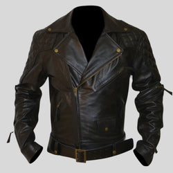 Columbia Motorbike Quilted Biker Leather Jacket Men's