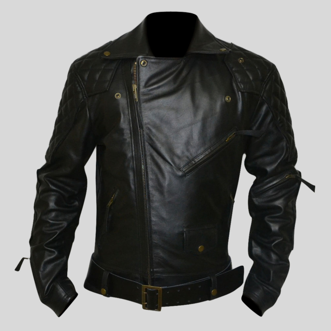 Columbia Motorbike Quilted Biker Leather Jacket Men's