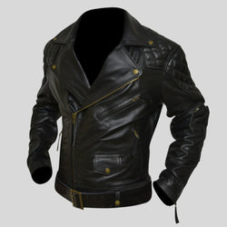 Columbia Motorbike Quilted Biker Leather Jacket Men's