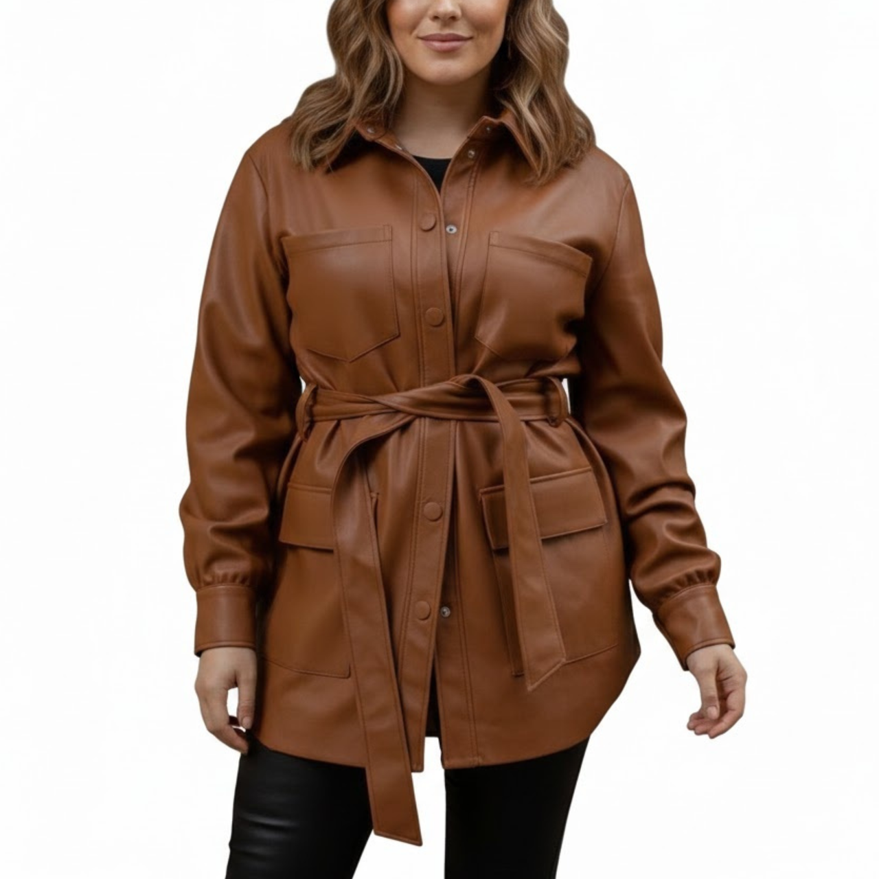 Brown Stylish Real Leatehr Modern Style Coat For Women