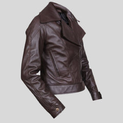 Women Brown Designer Biker Motorcycle Leather Jacket