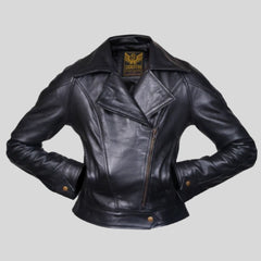Women Brown Designer Biker Motorcycle Leather Jacket