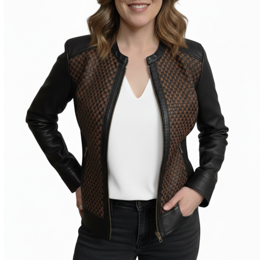 Women’s Black Real Sheepskin Leather Quilted Jacket