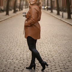 Brown Stylish Real Leatehr Modern Style Coat For Women
