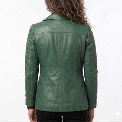 Women's Green Leather Coat - Real Sheepskin Leather Winter Coat