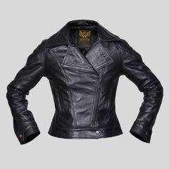 Women Brown Designer Biker Motorcycle Leather Jacket