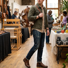 Real Cowhide Backpack Bag  - Travel Bag - Hiking Backpack for Men & Women