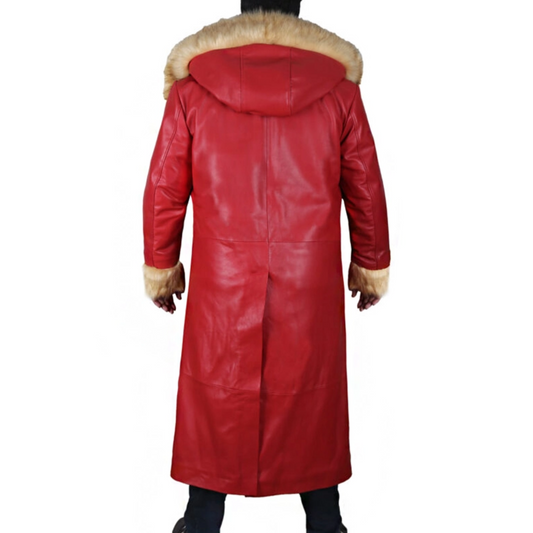 Santa Claus Christmas Chronicles Kurt Russell Red Shearling Leather Coat - Movie Replica