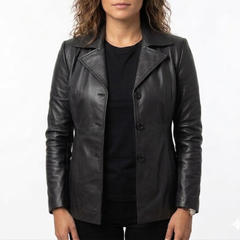 Women's Green Leather Coat - Real Sheepskin Leather Winter Coat