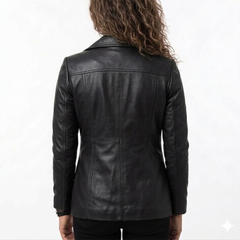 Women's Green Leather Coat - Real Sheepskin Leather Winter Coat