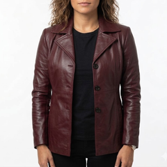 Women's Green Leather Coat - Real Sheepskin Leather Winter Coat