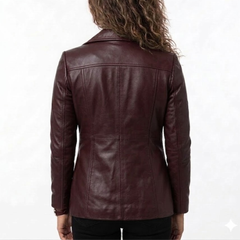 Women's Green Leather Coat - Real Sheepskin Leather Winter Coat