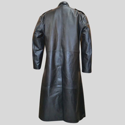 Mens Leather Imperial Military Royal Trench Long Coat