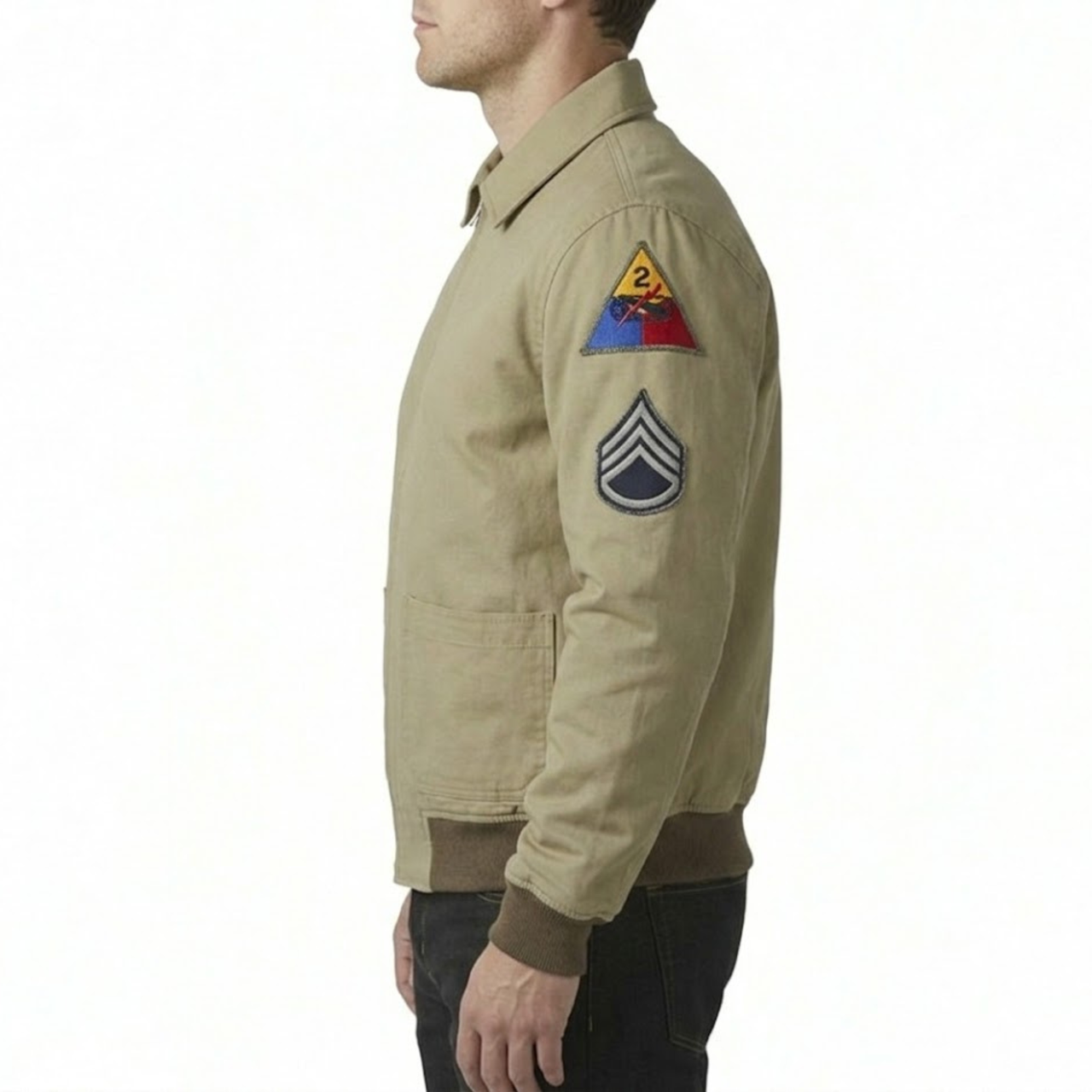 Men's WW2 Fury Tanker Jacket Vintage Military Patch Outwear