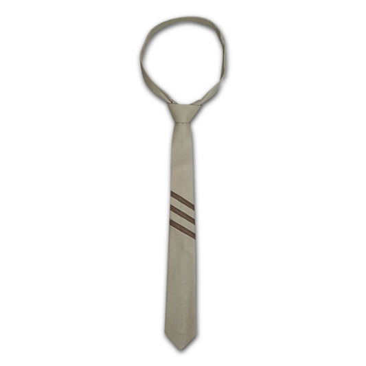 Beige and Brown Stripe Genuine Leather Necktie Tie