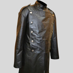 Mens Leather Imperial Military Royal Trench Long Coat