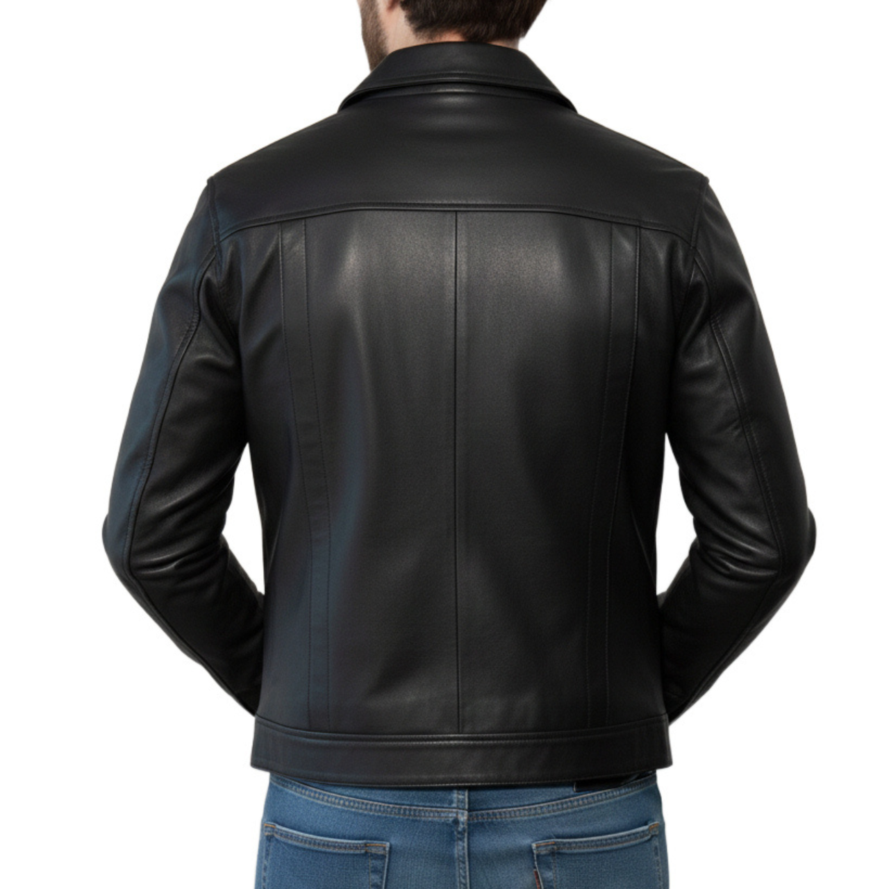 Mens Future Trunks DB Black Leather Trucker Jacket