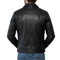 Mens Future Trunks DB Black Leather Trucker Jacket