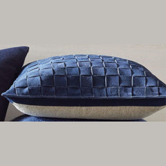 Premium Suede Leather Woven Cushion Cover - Basketweave Pillow Case