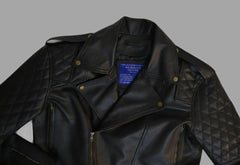 Mens Quilted Leather Motorcycle Biker Jacket