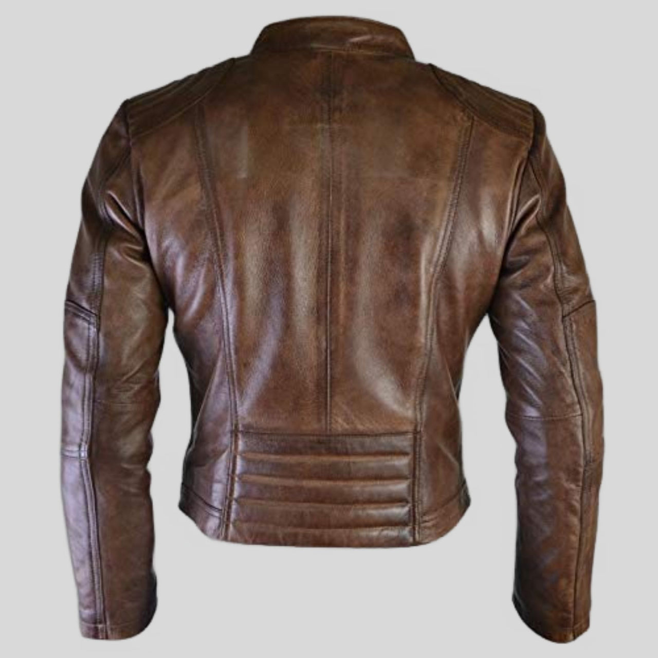 Women Vintage Brown Racer Leather Jacket