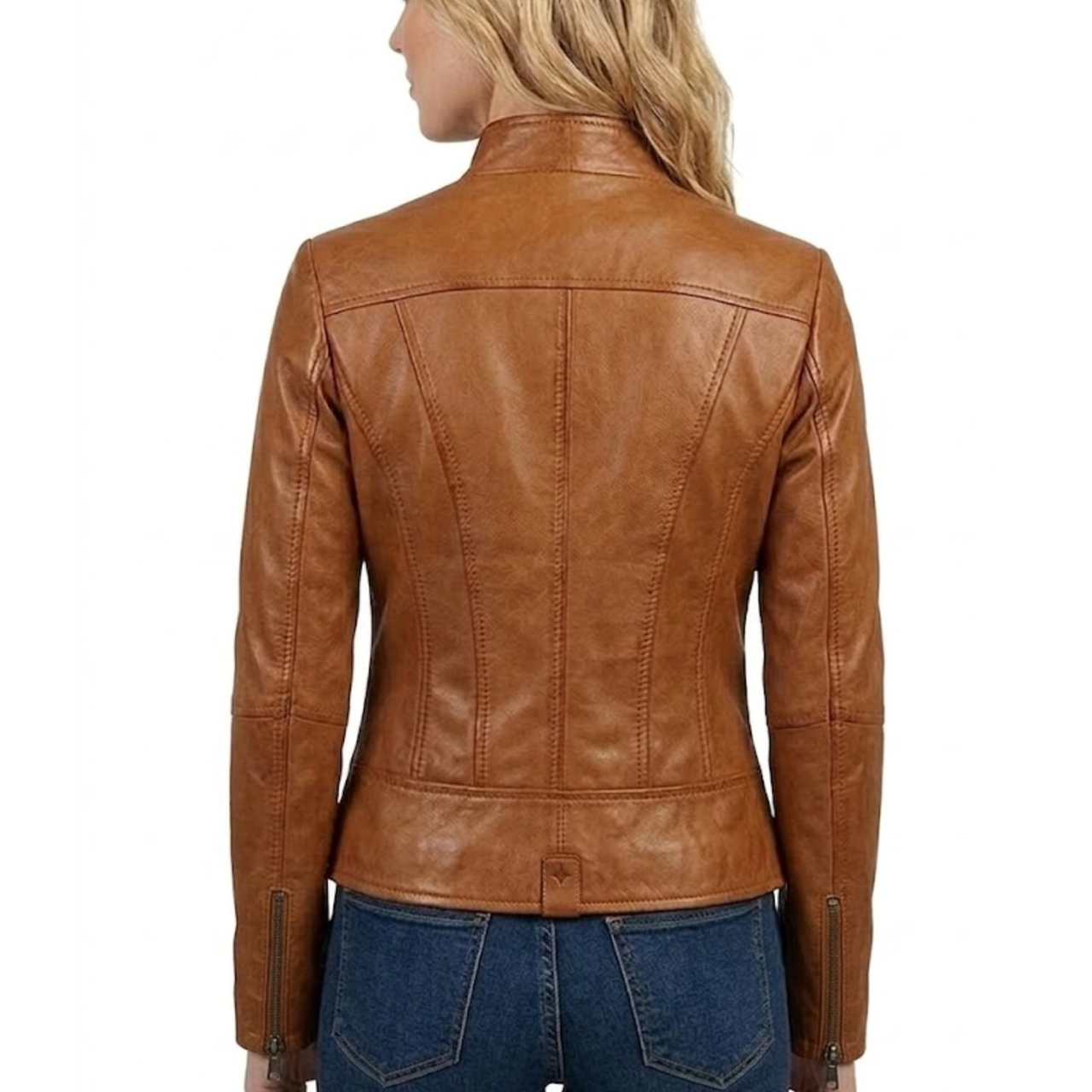 Women's Brown Waxe Real Leather Cafe Racer Jacket