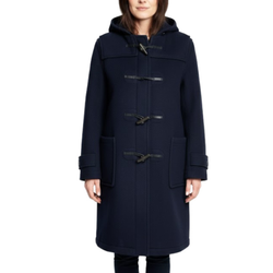 Women's Classic Navy Wool Duffle Hooded Toggles Coat
