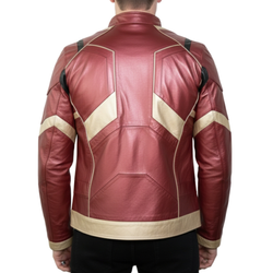 Mens Iron Armor Red & Gold Real Leather Jacket