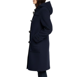 Women's Classic Navy Wool Duffle Hooded Toggles Coat