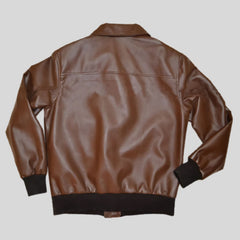 Men’s Brown Genuine Leather Aviator Jacket – Vintage 1920s Flight Style