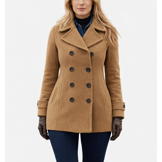 Women's Double Breasted Wool Lapel Style Peacoats