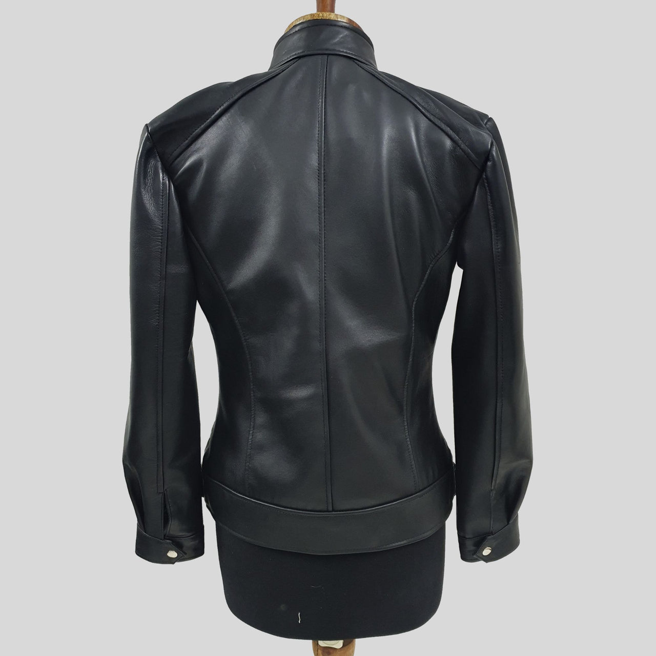 Women's Black Genuine Lambskin Cafe Racer Leather Jacket