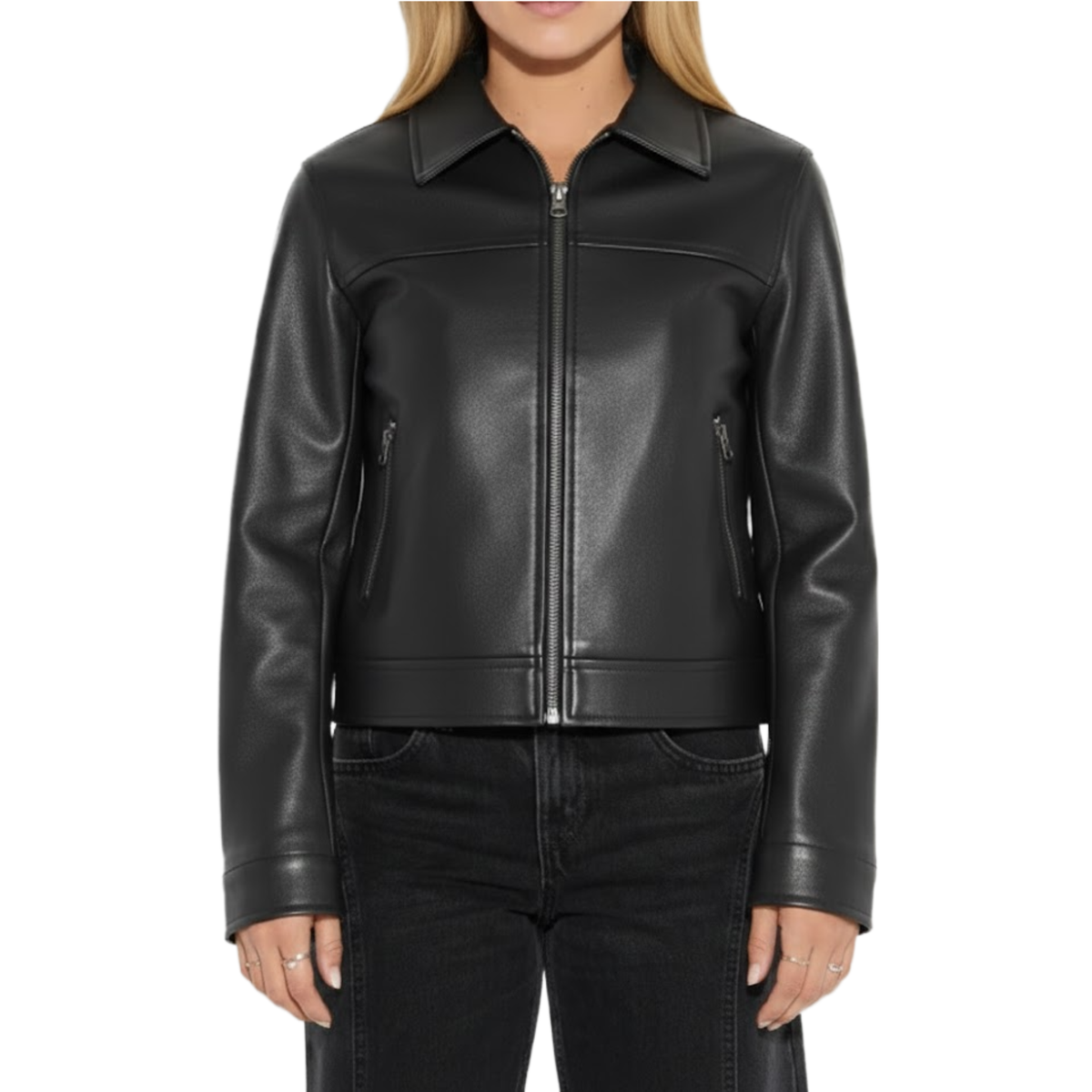 Women's Black Sheepskin Leather Baggie Style Jacket
