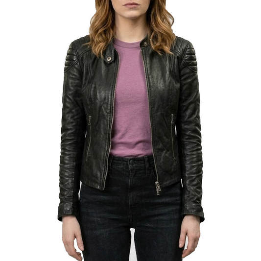 Zombieland 2 Emma Stone Wichita Krista Black Leather Jacket