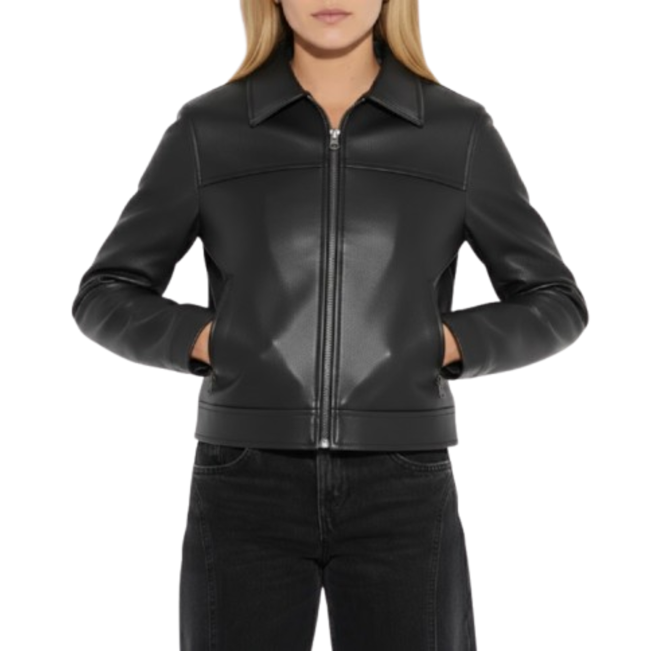 Women's Black Sheepskin Leather Baggie Style Jacket