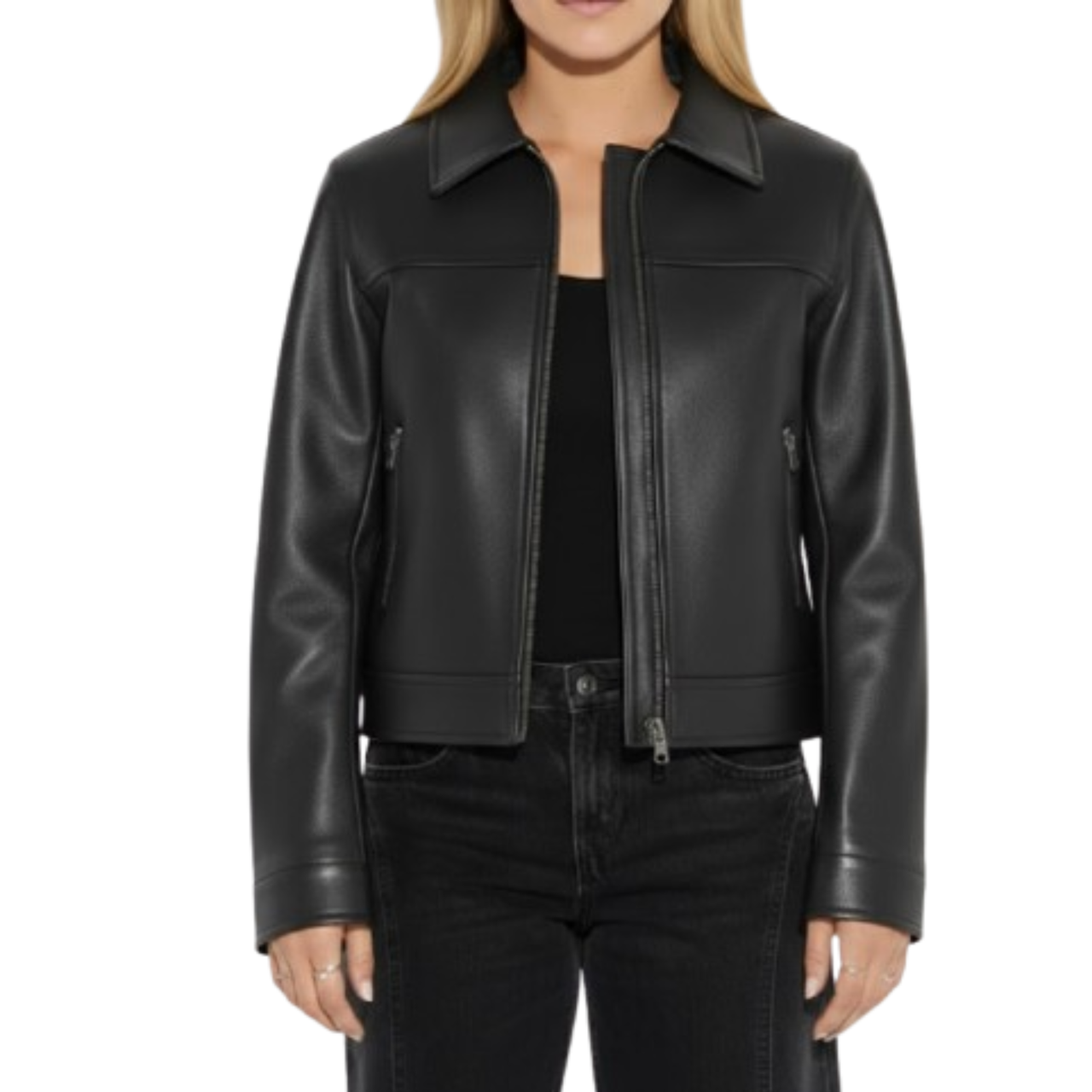 Women's Black Sheepskin Leather Baggie Style Jacket