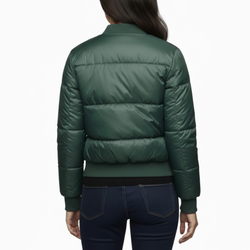 Women’s Green Puffer Quilted Bomber Lightweight Winter Outerwear Jacket