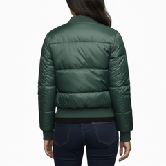 Women’s Green Puffer Quilted Bomber Lightweight Winter Outerwear Jacket